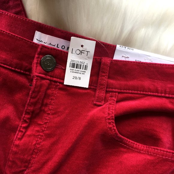 LOFT Magenta Kiss Velvet Skinny Pants 8 29 NWT NEW - Picture 3 of 8